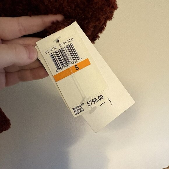 Jane Post Women S Dark Red Faux Fur Snap Front Hooded Reversible Teddy Coat NWT - Picture 8 of 14